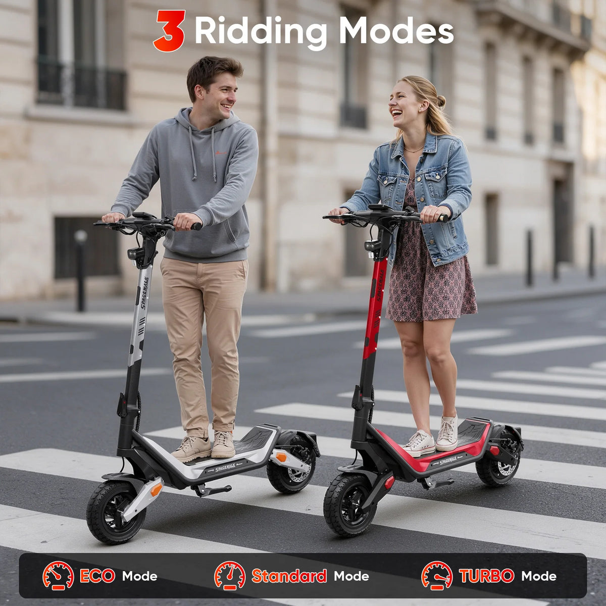 Spacewalk 1600W Peak Electric Scooter for Adults, 48V 15.6Ah Battery 28MPH 30-50 Miles Range, 10" Tires, NFC Unlock & Smart APP, Dual Brakes & Shock Absorption, IP54 Waterproof Foldable Commuting E Scooter 330LBS.