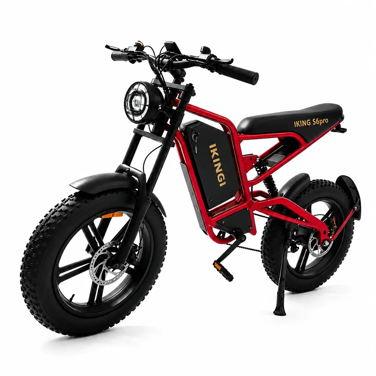 IKINGI S6pro 1000W Peak Electric Moped E-Bike | 48V 15Ah Lockable Battery, Full Suspension & 16x4" Fat Tires | 7-Speed All-Terrain Off-Road Electric Bicycle with LCD & IP65 Waterproof