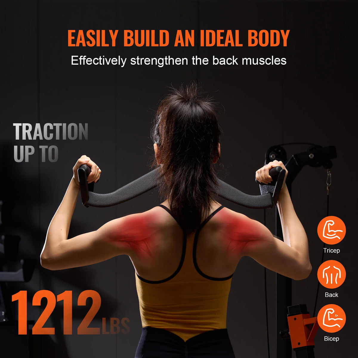 SucceBuy LAT Pulldown Attachment Cable Machine Rowing V-bar Tricep Pull Down Bar Back Strength TrainingRubber Coated HandleGrip