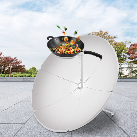 1.5m Parabolic Concentrating Solar Cooker, Portable High-Temp Solar Sun Oven 1000-1500W for Camping Picnic Off-Grid Solar Heating & DIY Education