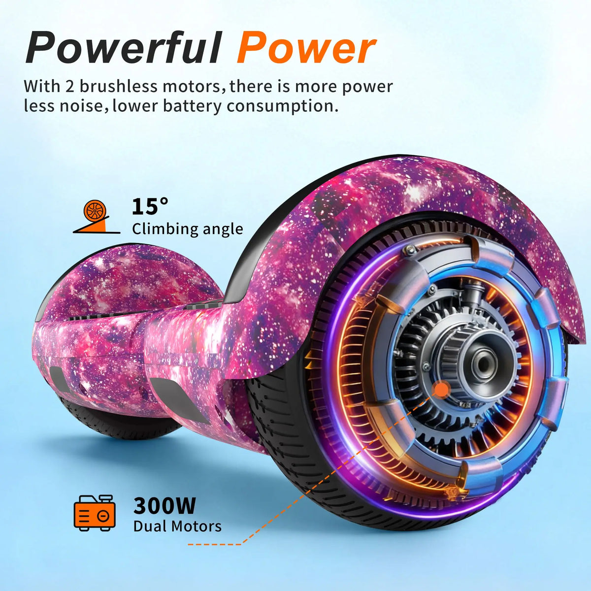 SIMATE Hoverboard for Kids Adults, All Terrain Electric Self Balancing Scooter with Bluetooth, LED Lights and APP Control, Perfect Gift for Girls Boys