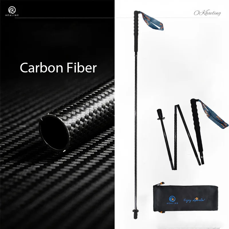 Ultra-Light Folding Carbon Fiber Trekking Poles – Portable Collapsible Hiking & Nordic Walking Sticks with Storage Bag