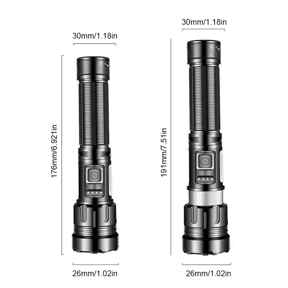 800LM COB LED Torch Lamp 1200mAh XHP50 Portable Flashlight Type-C USB Rechargeable IPX4 Waterproof Camping Fishing Lighting