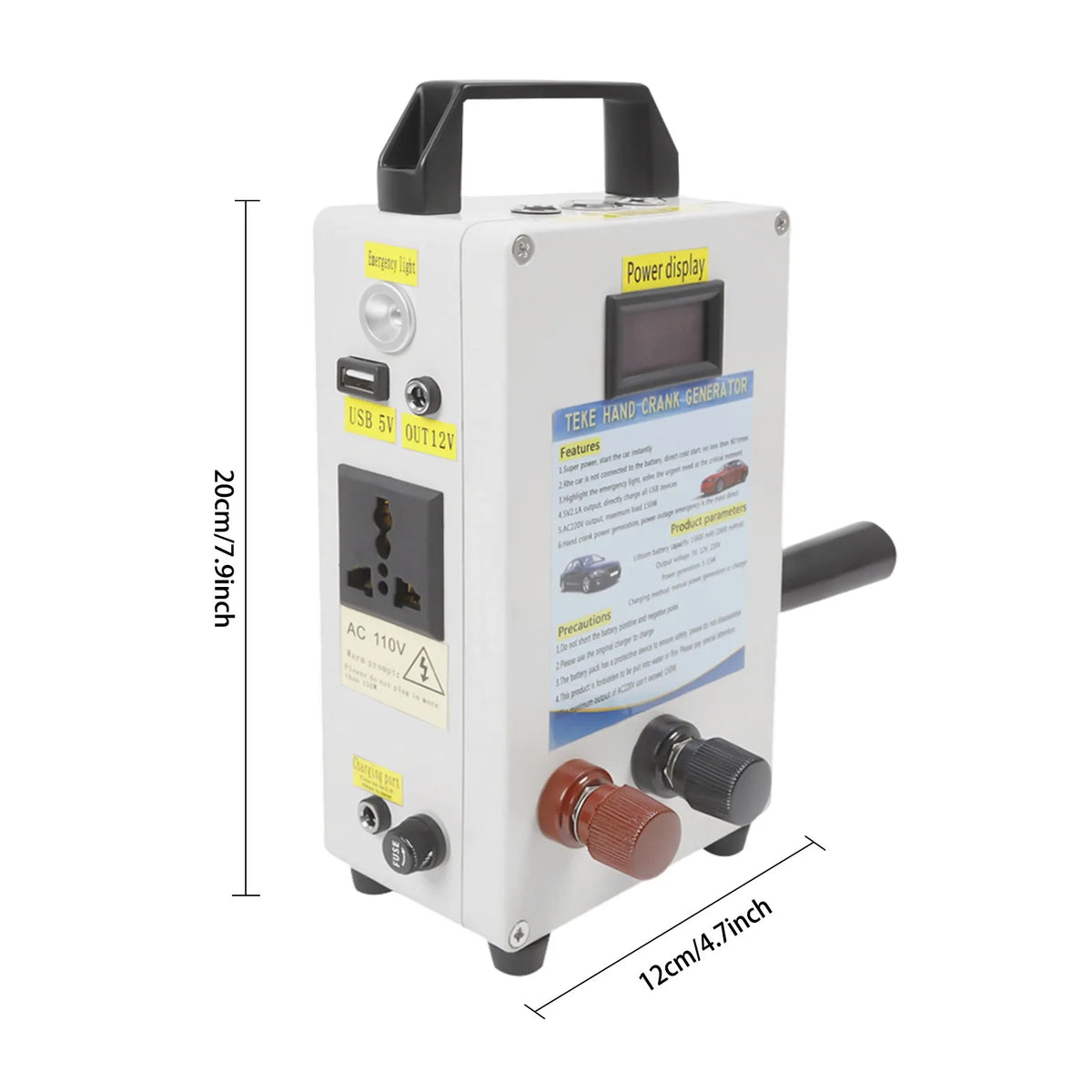 TK-150W-S 150W Emergency Survival Power Energy Portable Manual Hand Crank Dynamo Generator for  Travel Emergency Power, Mobile Phone Charging