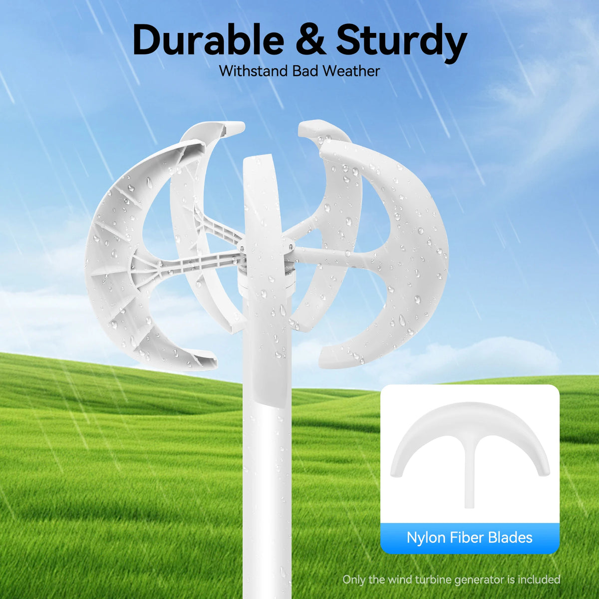600W 24V Vertical Axis Wind Turbine Generator Lantern Shape 5 Blades Low Start Up Speed 2m s IP67 Controller Flange for Home Marine Street Light Off Grid