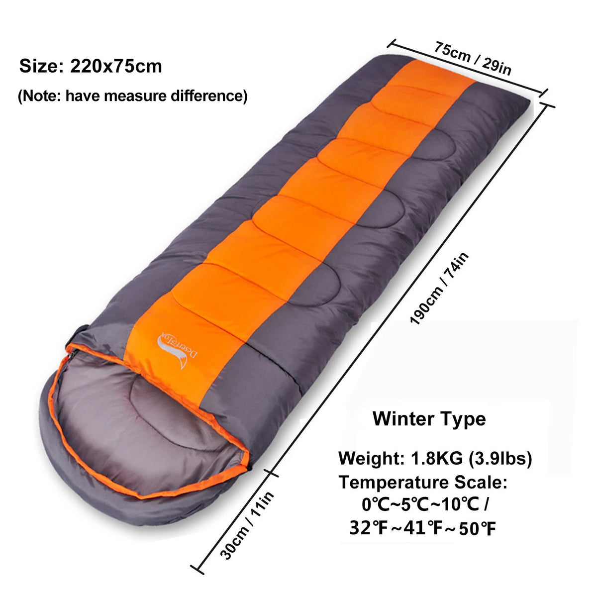 Desert&Fox Camping Sleeping Bag Lightweight 4 Season Warm & Cold Envelope Backpacking Sleeping Bag for Outdoor Traveling Hiking