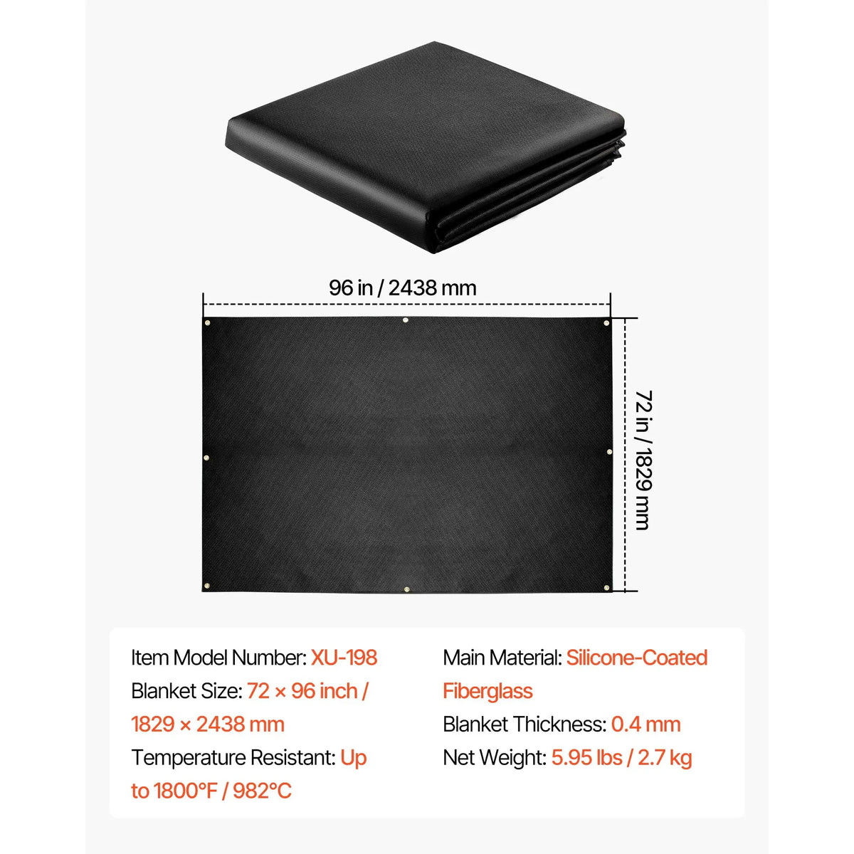 SucceBuy Welding Blanket 4 x 6/6 x 8 FT Silicone Coated Fiberglass Welding Blanket Flame Retardant Insulation Mat with Grommets