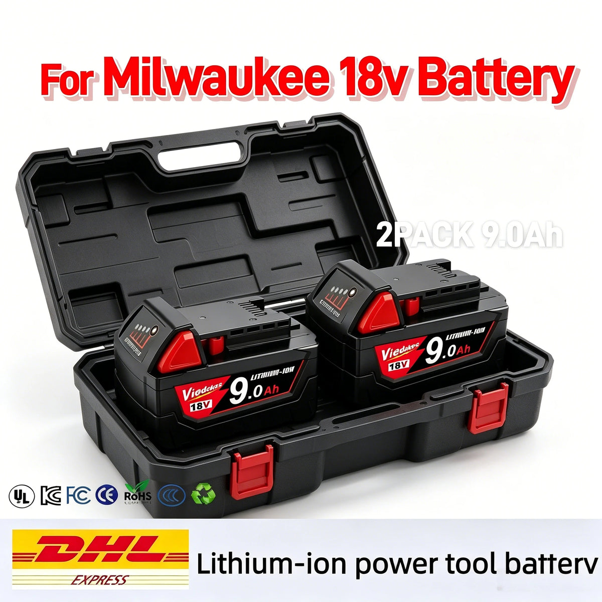 Long Runtime 18V 9.0Ah Rechargeable Li-ion Battery Fit for Milwaukee 18V Battery M18 HB3 HB6 48-11-1860