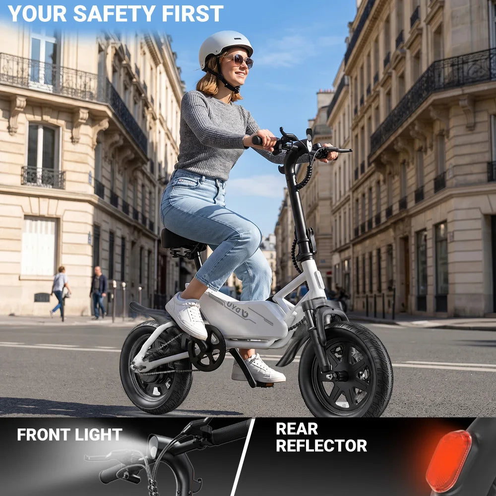DYU X1 14” Folding Electric Bike Mini E-Bike 500W Peak 20MPH 36V 7.8AH Battery Compact City Commuter Electric Bicycle Style