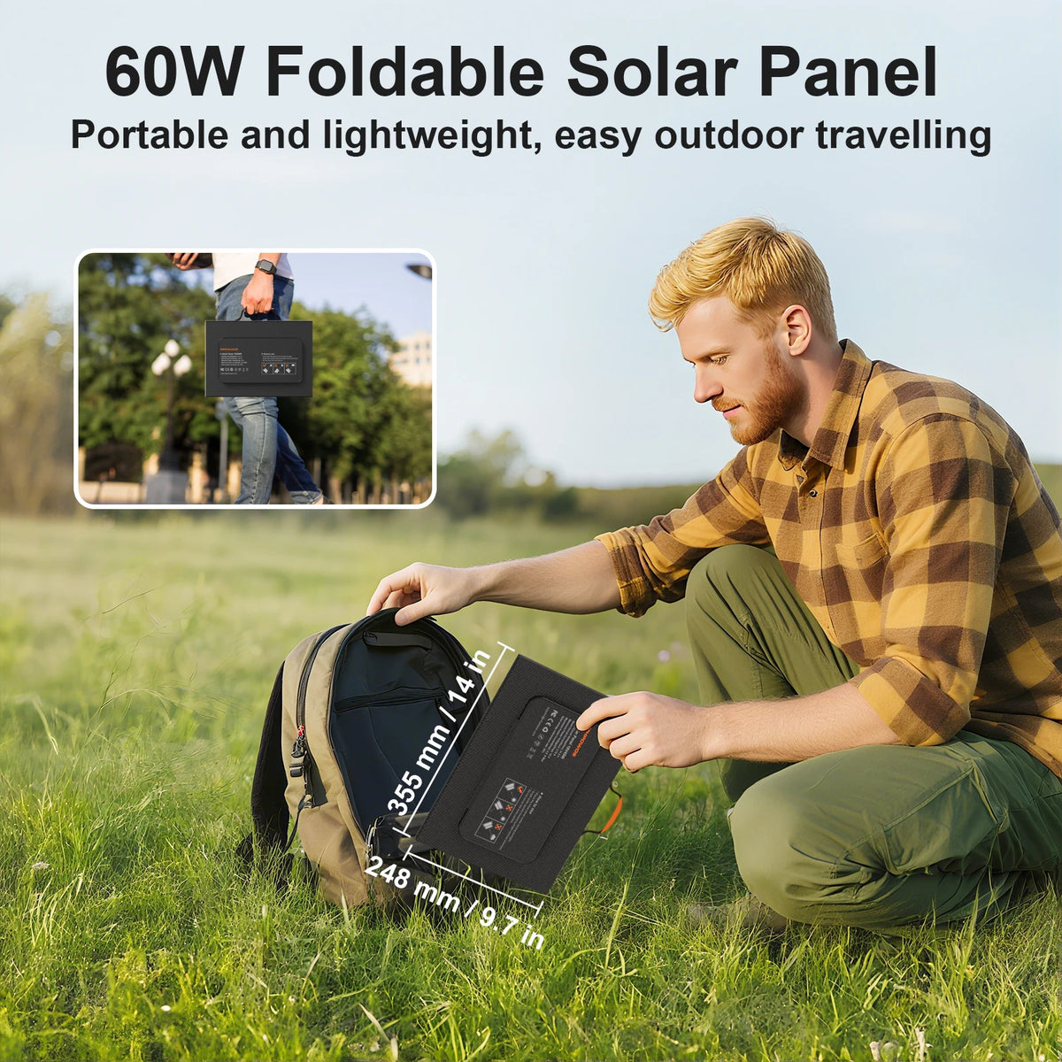 MHPOWOS 18V Portable Solar Charger 60W / 45W Foldable Solar Panel for Solar Generators Outdoor Camping Travel Powerbank Phone