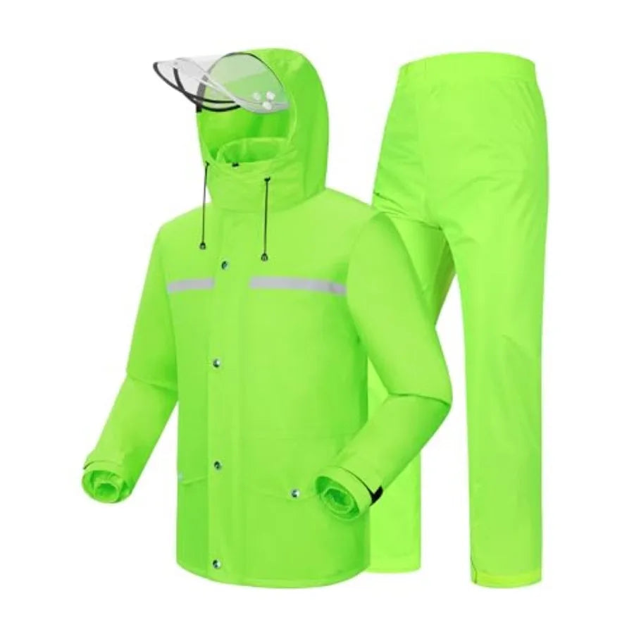 iCreek Rain Suit Waterproof Jacket and Pants Hi Vis Raincoat for Men and Women Reflective Outdoor for All-Sport Work