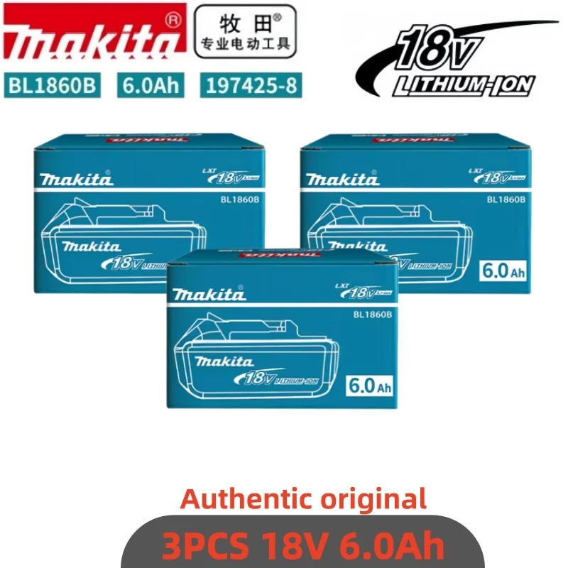 100% Original Makita Battery, 18V 6.0Ah Rechargeable Battery, Replacing Makita BL1830B L1840B L1850B L1860B, Power Tool Battery