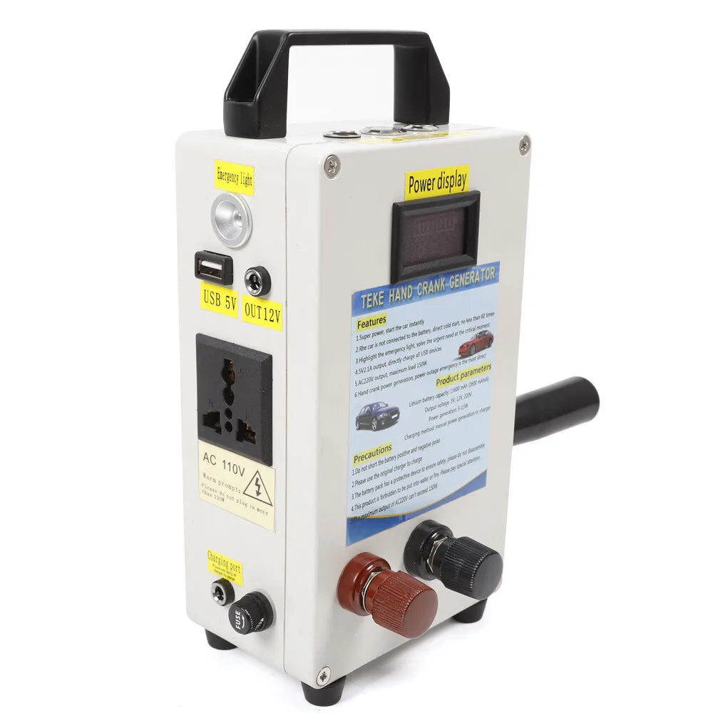 TK-150W-S 150W Emergency Survival Power Energy Portable Manual Hand Crank Dynamo Generator for  Travel Emergency Power, Mobile Phone Charging
