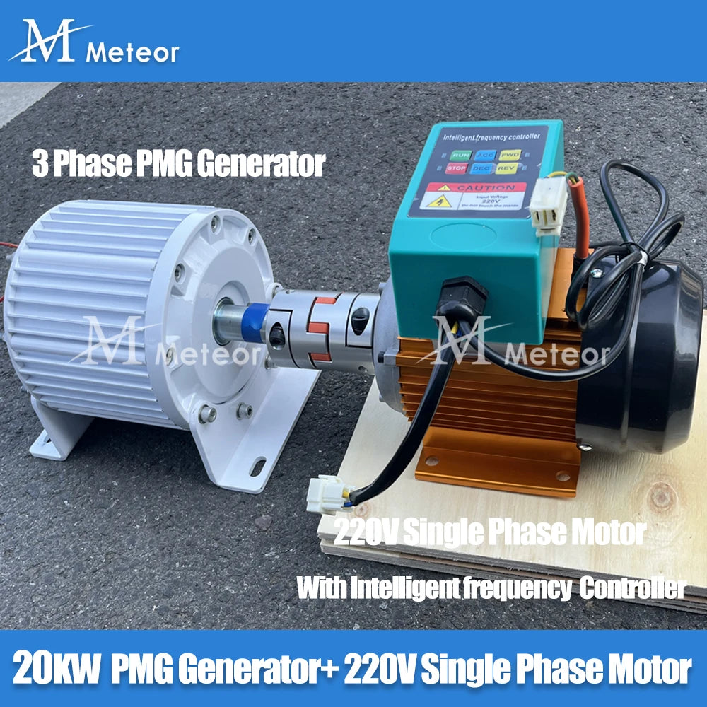 Free Energy 10KW 20KW 30KW 50KW Permanent Magnet Generator 220V 380V Magnetic Alternator With 220V Adjustable Speed Motor