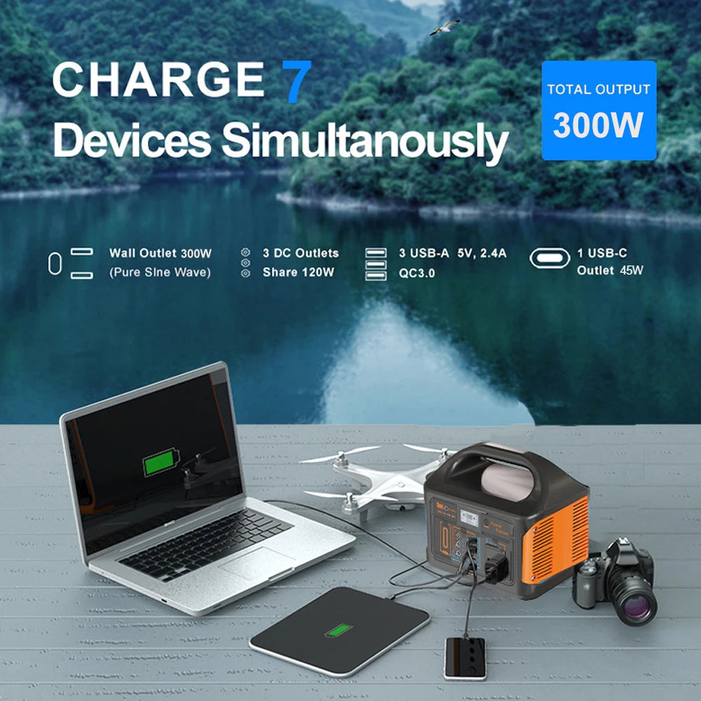 Gaiaray 300W Portable Power Station 110V Charging Station 460.8Wh Solar Generator UPS Backup Power Plant for Home Camping
