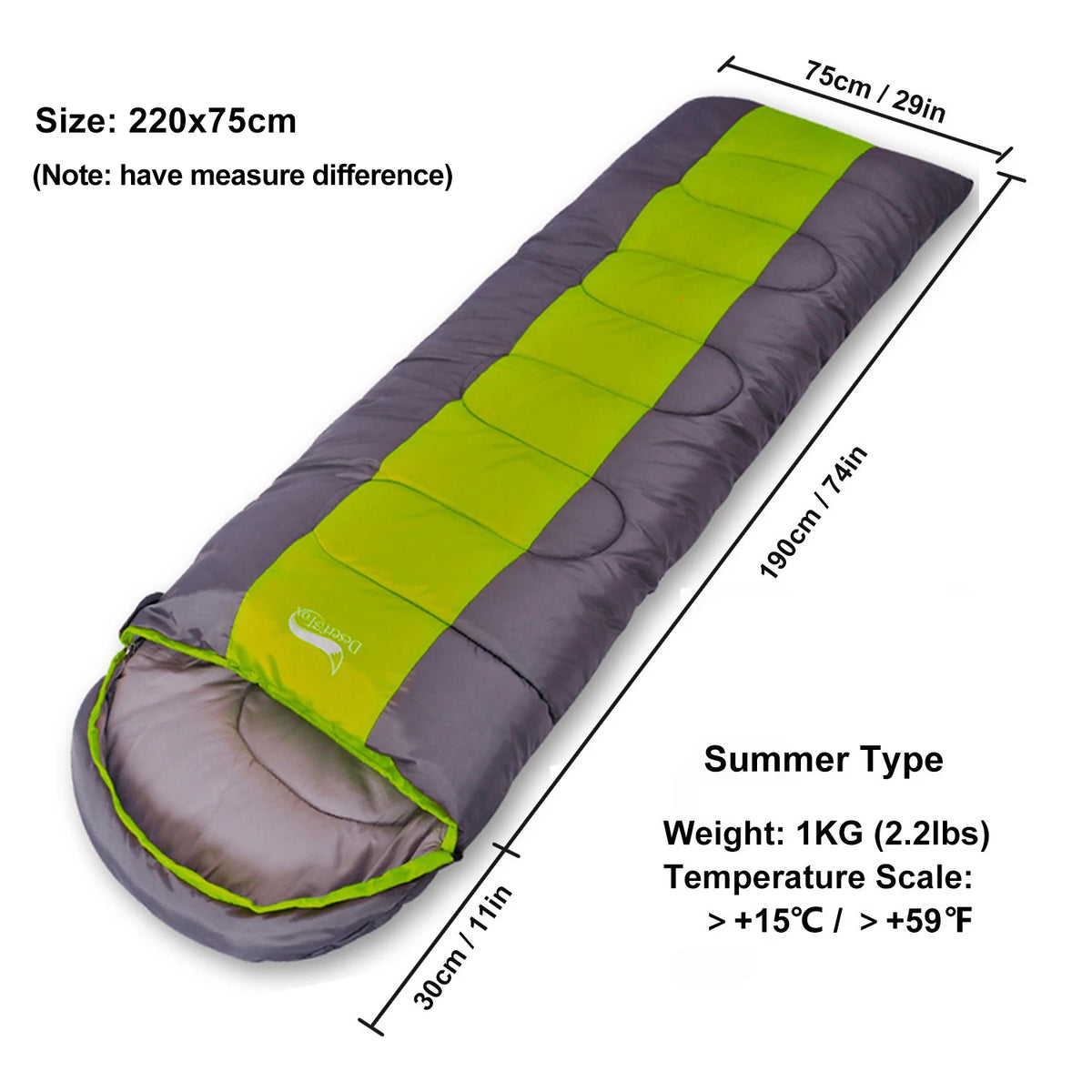 Desert&Fox Camping Sleeping Bag Lightweight 4 Season Warm & Cold Envelope Backpacking Sleeping Bag for Outdoor Traveling Hiking