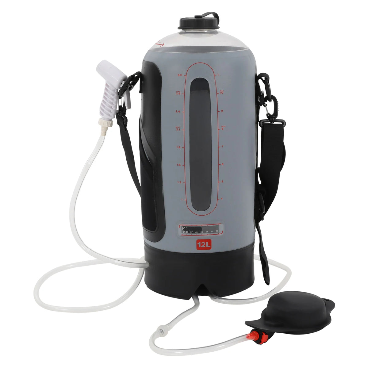 12L Portable Pressure Camp Shower Outdoor Bathing Device with Air Pump for Showering/Washing