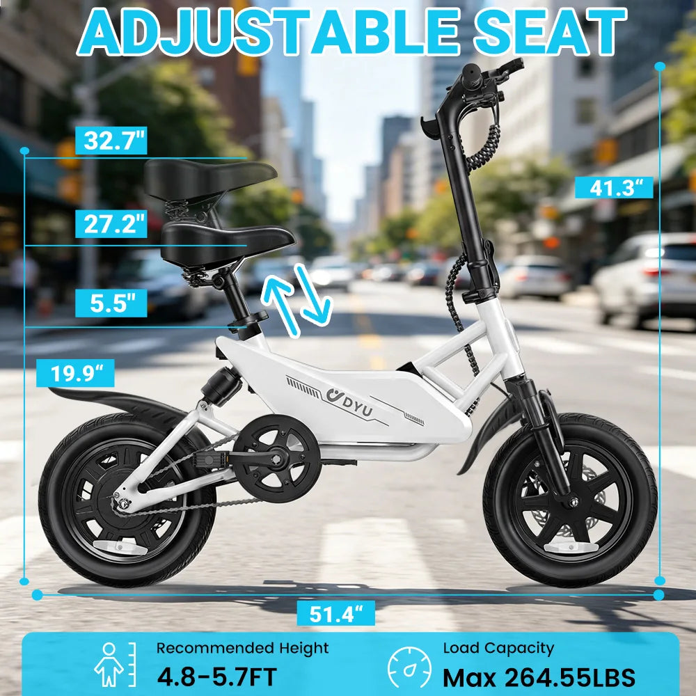 DYU X1 14” Folding Electric Bike Mini E-Bike 500W Peak 20MPH 36V 7.8AH Battery Compact City Commuter Electric Bicycle Style