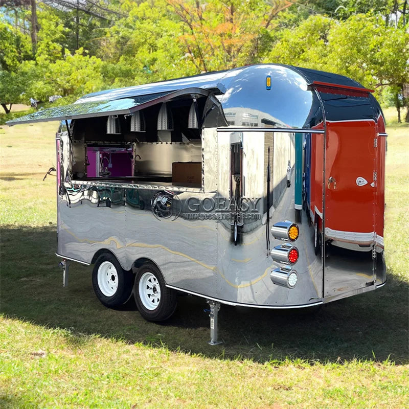 Outdoor Mirror Stainless Steel Food Truck Kitchen Concession Food Trailer Mobile Best Selling Foodtruck Fast Food Trailer