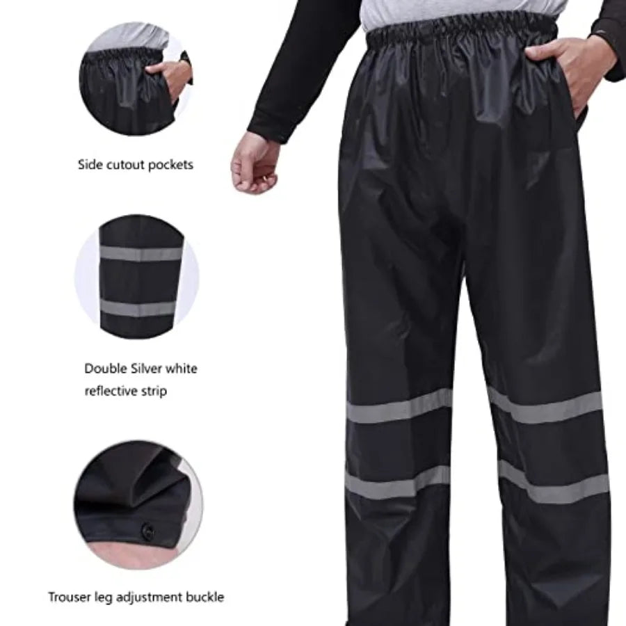 Rain Suit, High Visibility Reflective Safety Jacket, Lightweight Rain Gear, Waterproof Rain Jacket with Pants