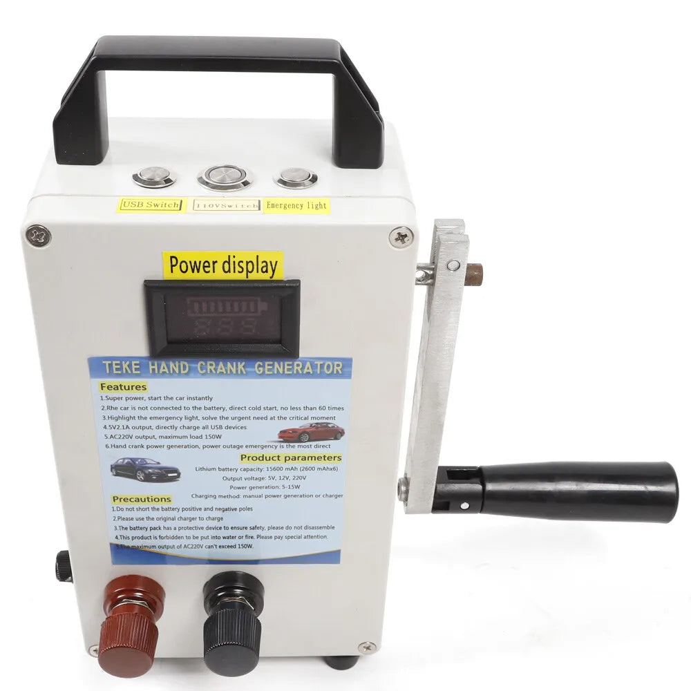 TK-150W-S 150W Emergency Survival Power Energy Portable Manual Hand Crank Dynamo Generator for  Travel Emergency Power, Mobile Phone Charging
