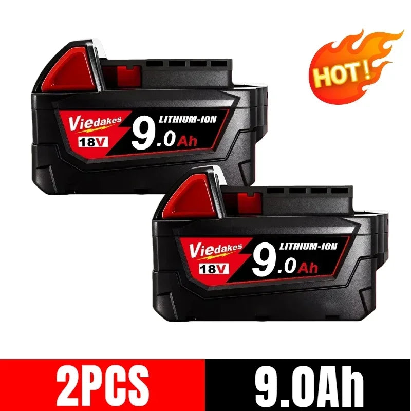 Long Runtime 18V 9.0Ah Rechargeable Li-ion Battery Fit for Milwaukee 18V Battery M18 HB3 HB6 48-11-1860