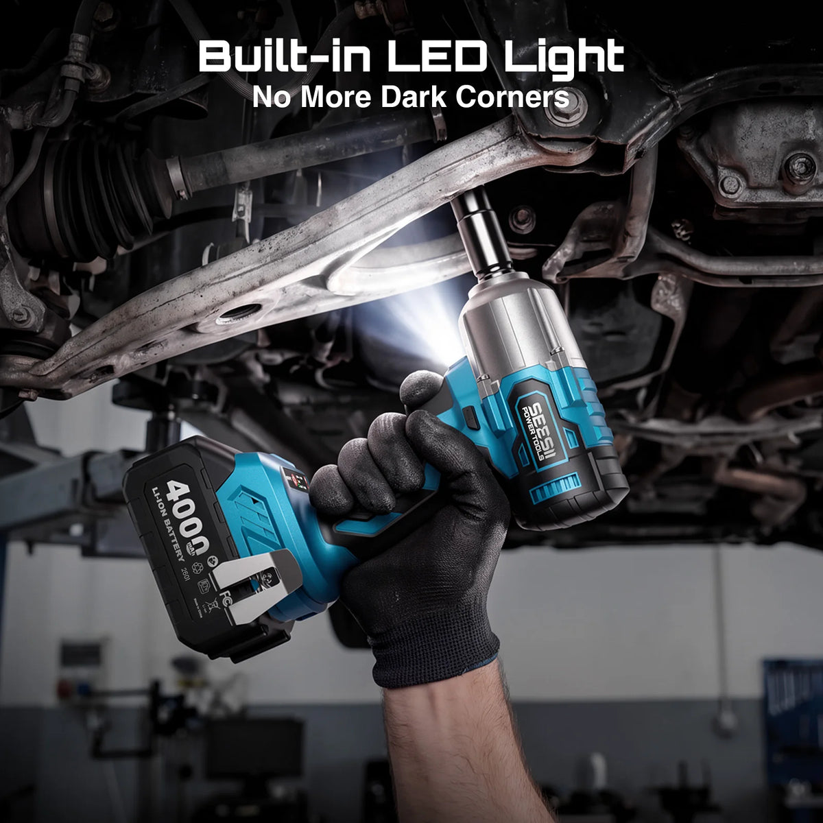 Seesii WH650 Pro 3-in-1 Impact Wrench & Screwdriver & Cordless Drill 1/2" High Torque 590 Ft-Lbs (800 N.M) Brushless Impact Gun 4.0 Battery 4 Sockets 4 Drill Bits High Torque Power Impact Driver for Car Home