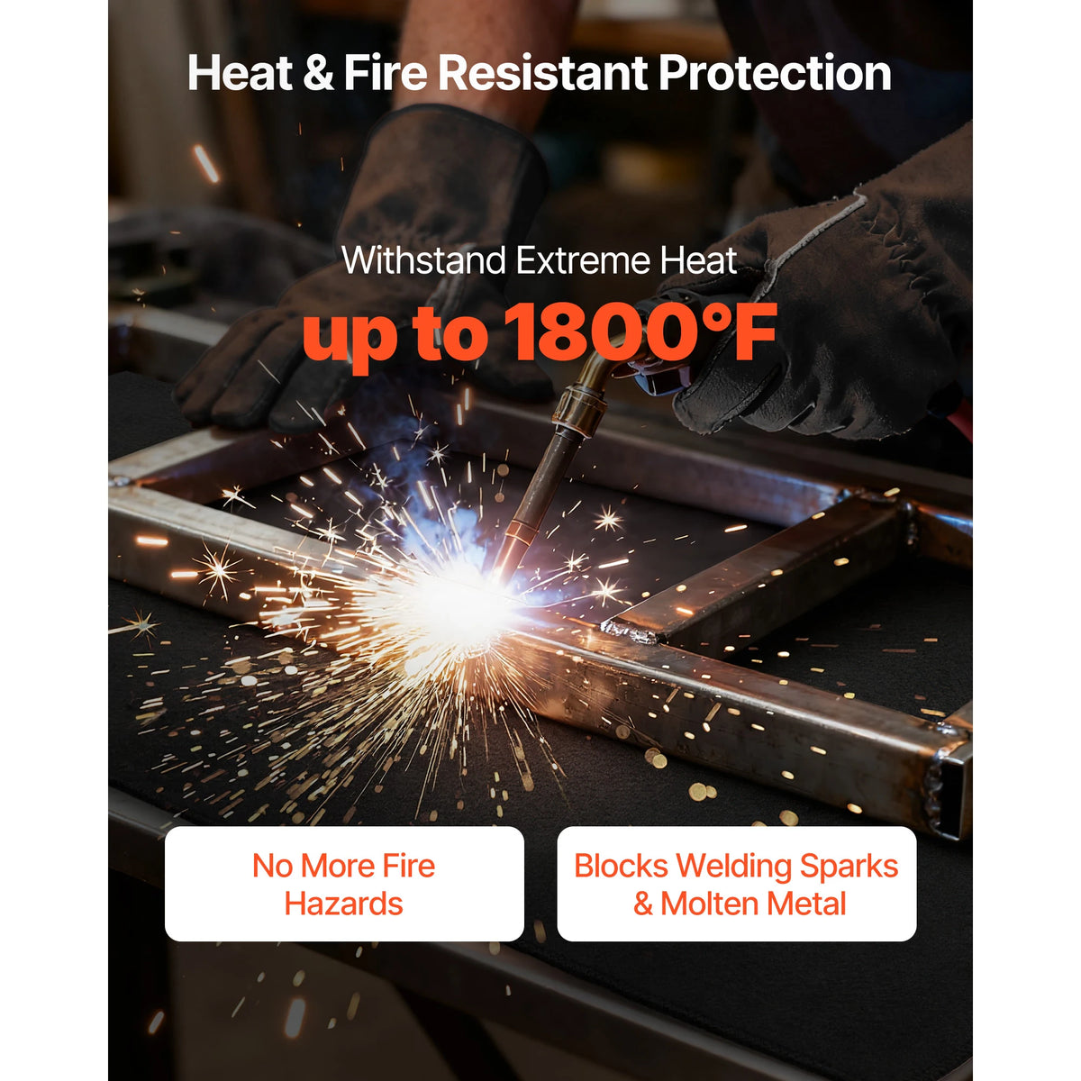 SucceBuy Carbon Felt Welding Blanket Up to 1800°F Heat Resistant Safety Protection Blanket Carbon Fiber Fireproof Insulation Mat