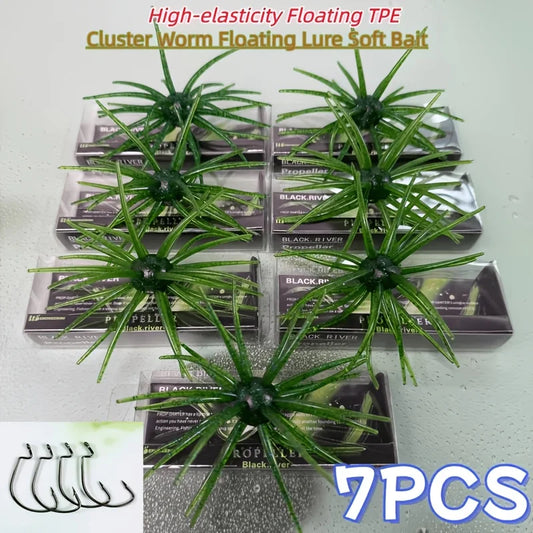 7Pcs 11cm/8.7g Sea Urchin Fishing Lures TPE Soft Bait Silicone Baits For Bream Sea Bass Mandarin Fishing Tilapia Trout