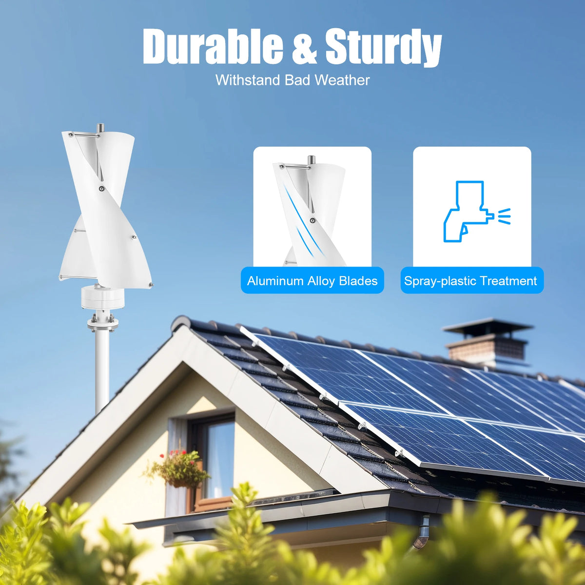 500W Wind Generator 42.65ft/s Vertical Axis Wind Turbine, permanent Magnet Rotor Wind Turbine Power Generation for Energy Supply