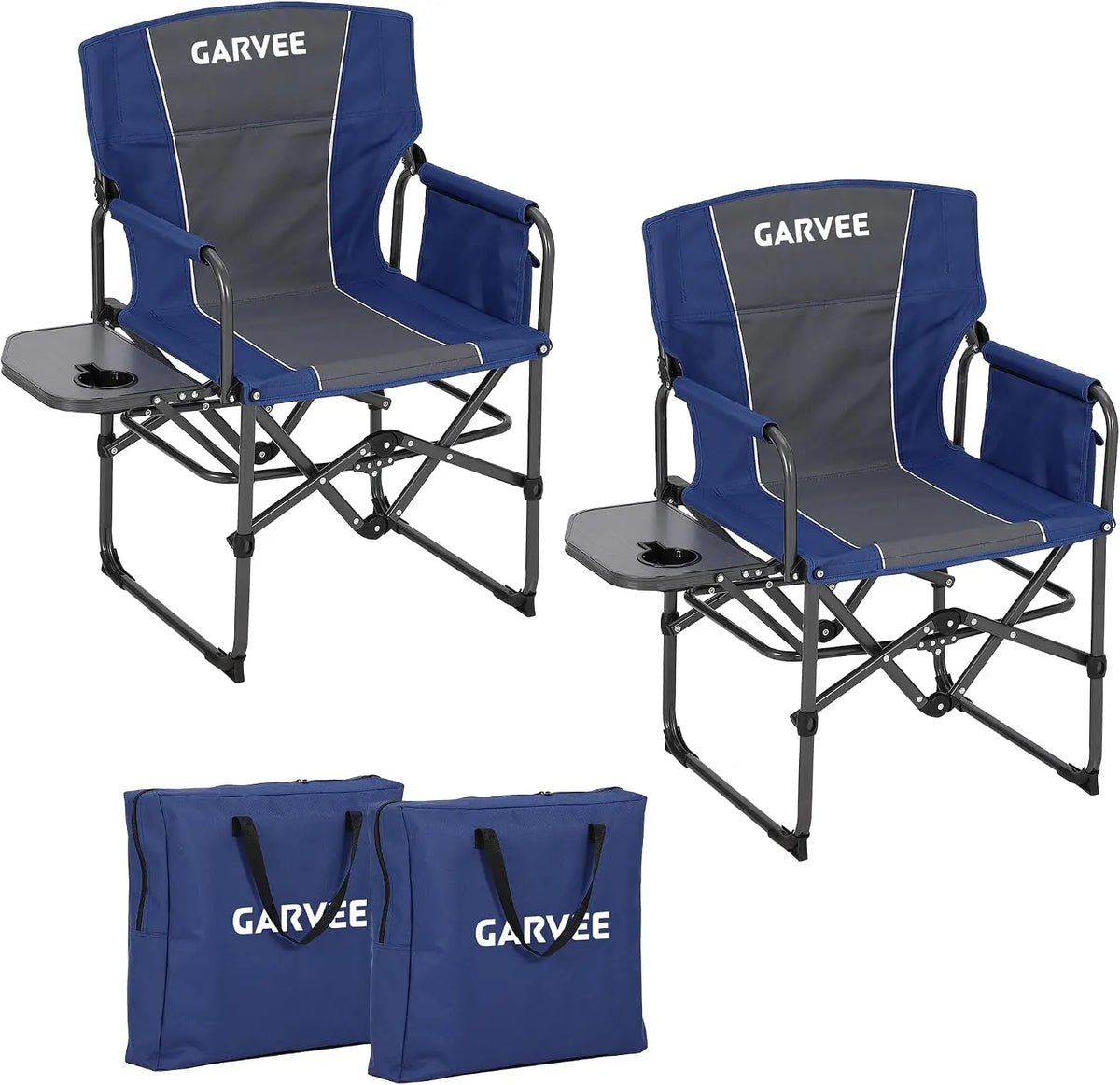 Tacleekii Oversized Camping Directors Chair, Portable Folding Lawn Chairs with Side Table for Adults Outdoor Foldable Camp Chair with Pocket for Beach, Fishing, Picnic