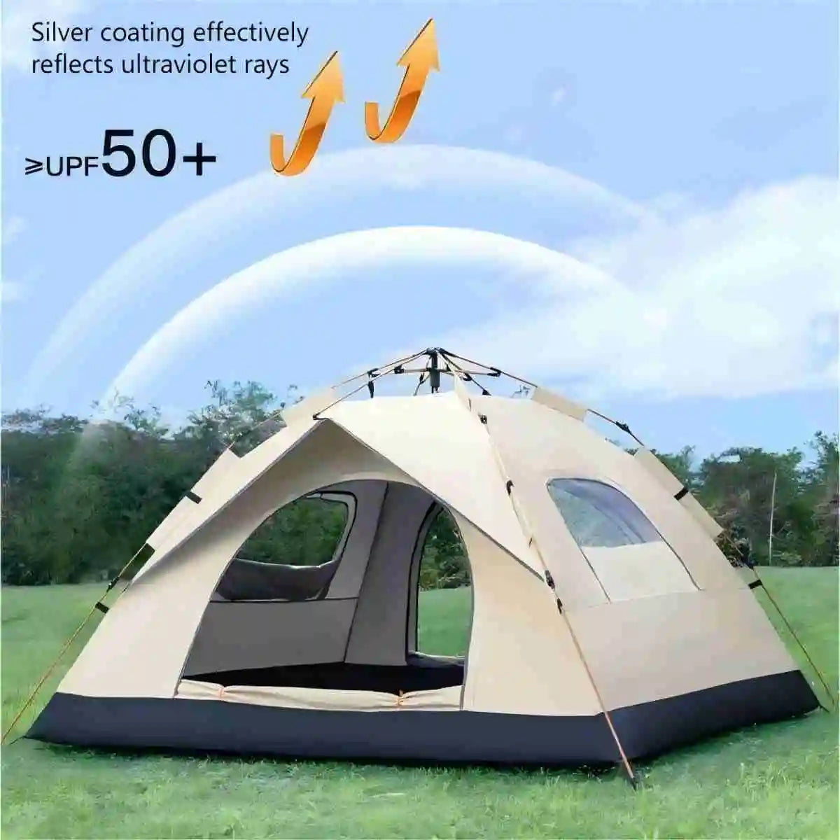 Outdoor Shelter Sunshade Self-Driving Travel Camping Tent Reactive Outdoor Camping Tent Two Doors and Two Windows