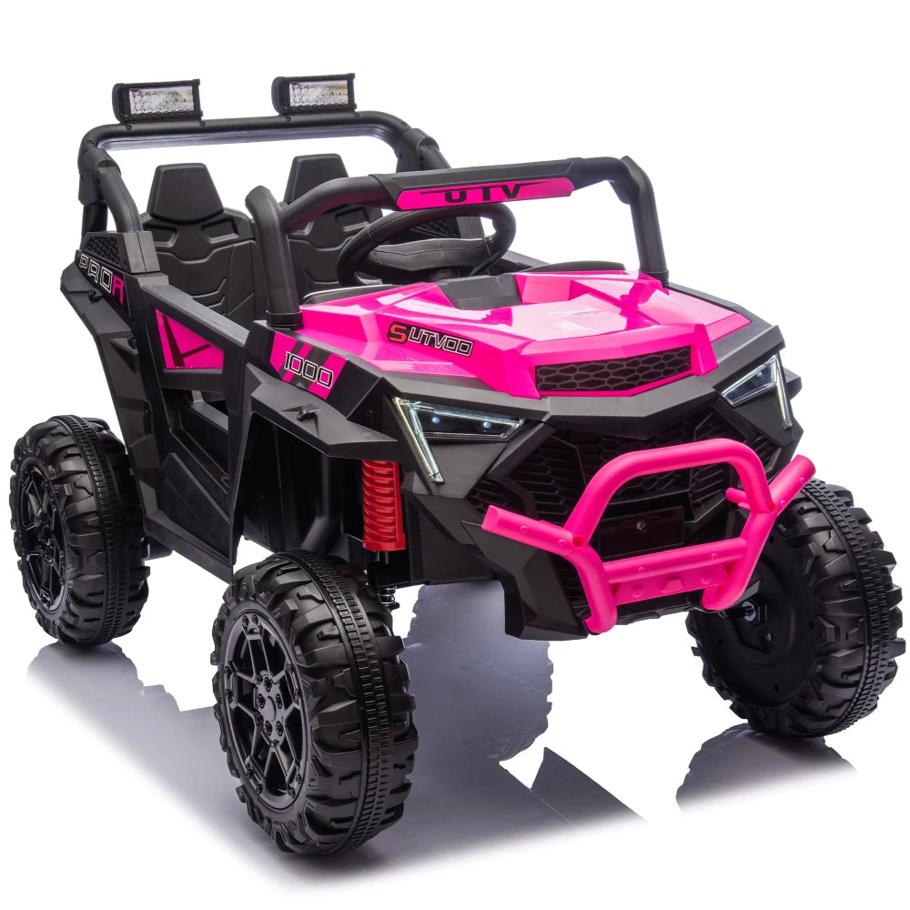24V 400W Kids Ride On UTV 2-Seater Electric Car with Parent Remote Control 4-Wheel Suspension Bluetooth Music LED Power Display